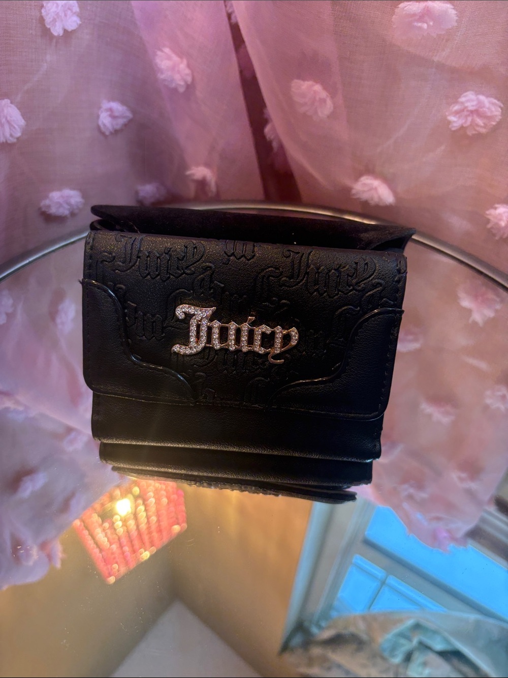 Juicy Couture Black Embossed  Wallet with Crystal Logo